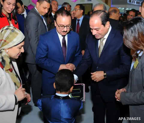 Egyptian President Abdel Fattah al-Sisi attends the opening ceremony of Cairo international exhibition for information and communication technology, in Cairo, Egypt, on Nov. 27, 2016. Photo by Egyptian President Office