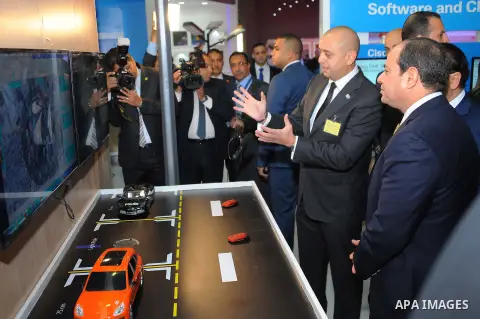 Egyptian President Abdel Fattah al-Sisi attends the opening ceremony of Cairo international exhibition for information and communication technology, in Cairo, Egypt, on Nov. 27, 2016. Photo by Egyptian President Office