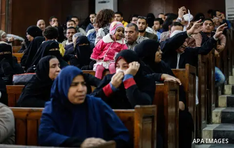 Relatives of Ansar Bait Al-Maqdis group attend their trial in Cairo on December 6, 2016, on charges of assassination of police officers, attempted assassination of interior minister Mohamed Ibrahim and explosions near se...