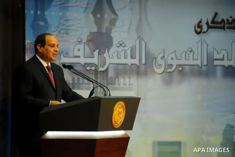 Egyptian President Abdel Fattah al-Sisi speaks during a ceremony of "Mawlid al-Nabawi" or the birth of Prophet Mohammad, in Cairo, Egypt, on Dec. 08, 2016. Photo by Egyptian President Office