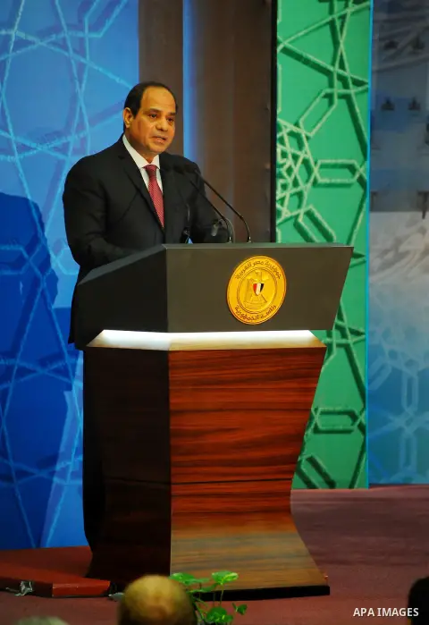 Egyptian President Abdel Fattah al-Sisi speaks during a ceremony of "Mawlid al-Nabawi" or the birth of Prophet Mohammad, in Cairo, Egypt, on Dec. 08, 2016. Photo by Egyptian President Office