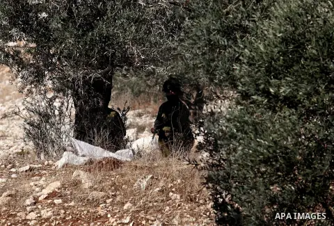 Israeli security forces take position during clashes with Palestinian protesters following a demonstration against the expropriation of Palestinian land by Israel in the village of Kfar Qaddum, near Nablus, in the occupi...