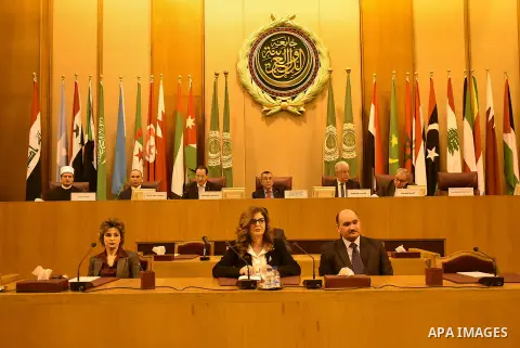 Permanent members of Arab countries in League of Arab States attend a meeting to mark the "International Day of Solidarity with the Palestinian People" at the Arab League headquarters in Cairo, Egypt, December 12, 2016....