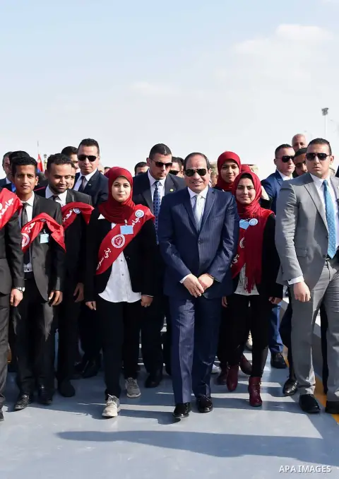Egyptian President Abdel Fattah al-Sisi opens many projects of roads, in Cairo, Egypt, on December 15, 2016. Photo by Egyptian President Office