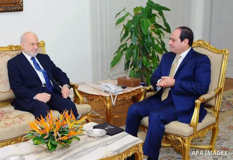 Egyptian President Abdel Fattah al-Sisi meets with Iraqi Foreign Minister Ibrahim al-Jaafari, in Cairo, Egypt, on December 21, 2016. Photo by Egyptian President Office