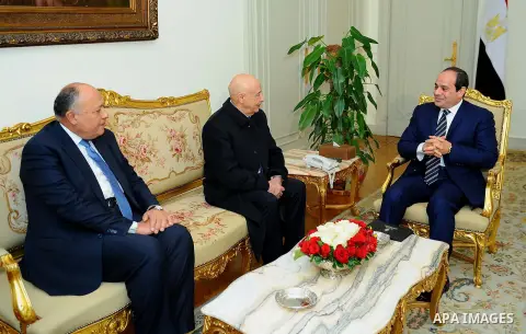Egyptian President Abdel Fattah al-Sisi meet with head of the Libyan Parliament, in Cairo, Egypt, December 28, 2016. Photo by Egyptian President Office