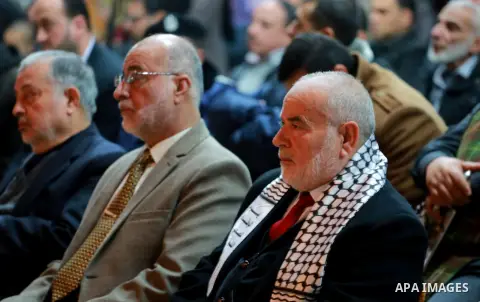 Palestinians attend the operetta entitled "camera and pen" during the events on the al-Wafa' of the Palestinian journalist, in Gaza city on December 29, 2016. Photo by Mohammed Asad