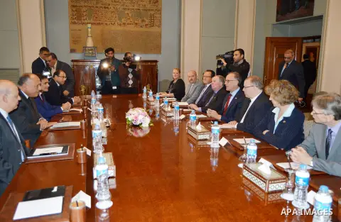 Egypt's Foreign Minister Sameh Shukri meets with a delegation from the Canadian Parliament, in Cairo, Egypt, on January 23, 2017. Photo by Stranger