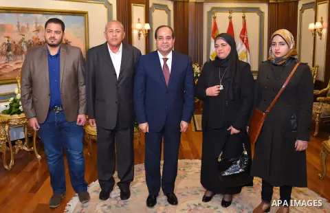 Egyptian President Abdel Fattah al-Sisi attends a symposium titled "Counter Terrorism" and "National Will" and organized by Egyptian Armed Forces in Cairo, Egypt on February 9, 2017. Photo by Egyptian President Office