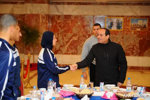 Egyptian President Abdel Fattah al-Sisi visits the police Academy, in Cairo, Egypt, on February 24, 2017. Photo by Egyptian President Office