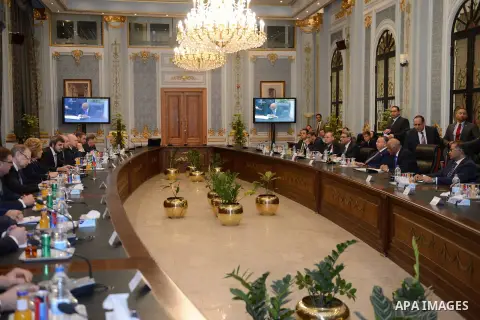 Speaker of the Egyptian parliament Ali Abdelaal meets with Russian Federation Council Speaker Valentina Matvienko, in Cairo, Egypt, on March 04, 2017. Photo by Stranger