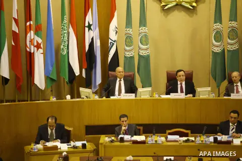 Arab ministers and officials meet during talks on the latest developments in the Middle East, at the Arab League Headquarters, in Cairo, Egypt, Tuesday, March 7, 2017. Photo by Stringer