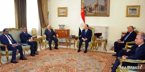 Egyptian President Abdel Fattah al-Sisi meets with Jose Graziano da Silva, Director-General of the Food and Agriculture Organization of the United Nations Organization (FAO), in Cairo, Egypt, on March 8, 2017. Photo by E...
