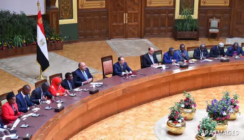 Egyptian President Abdel-Fattah al-Sisi meets with a delegation of senior journalists and media Africans, in Cairo, capital of Egypt, March 12, 2017. Photo by Egyptian President Office