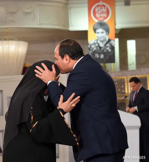 Egyptian President Abdel Fattah al-Sisi takes part in a celebration of the Egyptian Women's Day in Cairo, Egypt, on March 21, 2017. Photo by Egyptian President Office