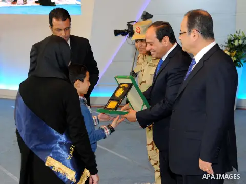 Egyptian President Abdel Fattah al-Sisi attends the educational seminar of the armed forces on the occasion of Martyr's Day, in Cairo, Egypt, on March 23, 2017. Photo by Egyptian President Office