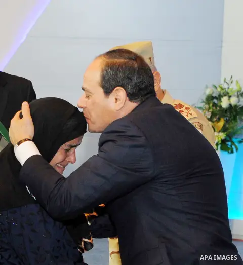 Egyptian President Abdel Fattah al-Sisi attends the educational seminar of the armed forces on the occasion of Martyr's Day, in Cairo, Egypt, on March 23, 2017. Photo by Egyptian President Office