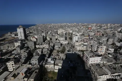 A picture taken on March 26, 2017 shows Gaza city after the Islamist movement shut Erez border crossing and all borders, including its western sea border after blaming the Jewish state for the assassination of one of its...