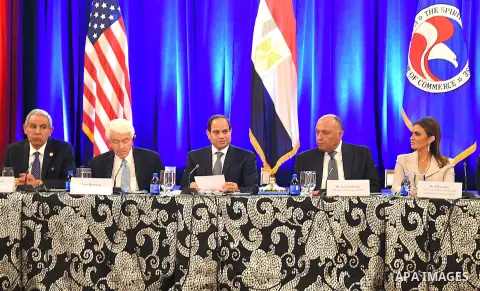 Egyptian President Abdel Fattah el-Sisi during his tour of the US Chamber of Commerce in Washington, United States on April 4, 2017. Photo by Egyptian President Office
