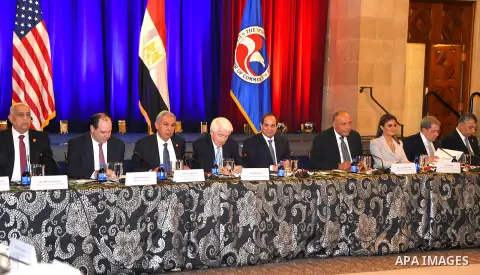 Egyptian President Abdel Fattah el-Sisi during his tour of the US Chamber of Commerce in Washington, United States on April 4, 2017. Photo by Egyptian President Office