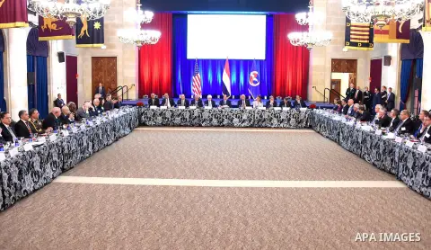 Egyptian President Abdel Fattah el-Sisi during his tour of the US Chamber of Commerce in Washington, United States on April 4, 2017. Photo by Egyptian President Office