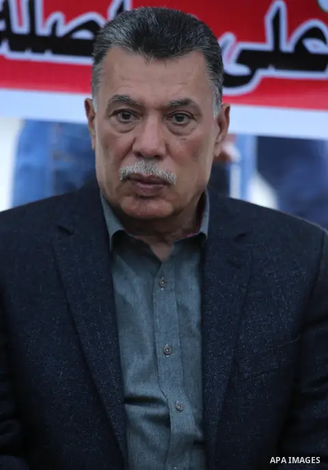 Leader of Fatah movement, Ahmed Helles, poses for a photo, in Gaza city, on April 6, 2017. Photo by Ashraf Amra