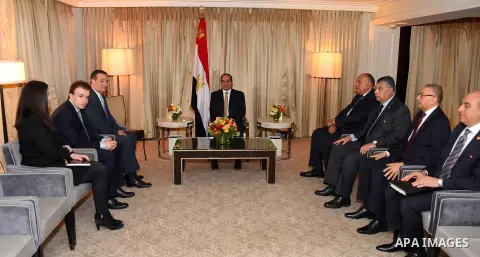 Egypt's President Abdel Fattah al-Sisi attends a meeting, in Washington, United States on April 6, 2017. Photo by Egyptian President Office