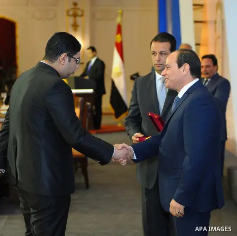 Egyptian President Abdel Fattah al-Sisi attends the of ceremony to mark International Workers' Day or "Labour Day" in Cairo, Egypt, on April 30, 2017. Photo by Egyptian President Office