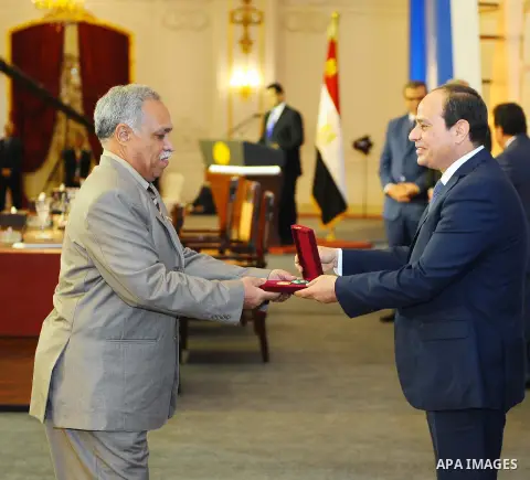 Egyptian President Abdel Fattah al-Sisi attends the of ceremony to mark International Workers' Day or "Labour Day" in Cairo, Egypt, on April 30, 2017. Photo by Egyptian President Office