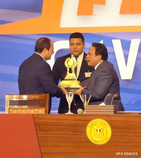 Egyptian President Abdel Fattah al-Sisi attends the of ceremony to mark International Workers' Day or "Labour Day" in Cairo, Egypt, on April 30, 2017. Photo by Egyptian President Office
