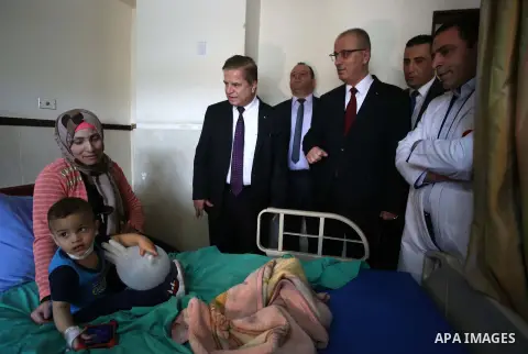 Palestinian Prime Minister Rami Hamdallah visits Rafidia Hospital, in the West bank city of Nablus on May 3, 2017. Photo by Prime Minister Office