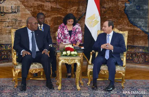 Egyptian President Abdel Fattah al-Sisi meets with President of Burkina Faso, Roch Marc Christian Kabore, in Cairo, Egypt, on June 07, 2017. Photo by Egyptian President Office