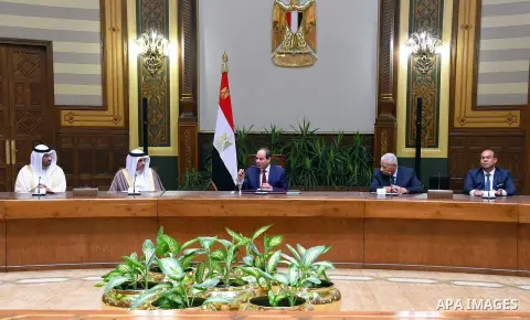 Egyptian President Abdel Fattah al-Sisi meets with council of Arab Media Ministers, in Cairo, Egypt, on July 12, 2017. Photo by Egyptian President Office