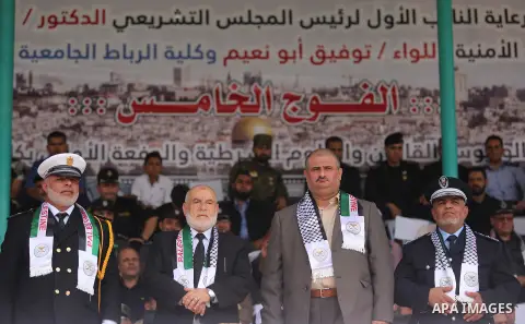 Deputy of the Legislative Council, Ahmed Bahar, attends a graduation ceremony, in Gaza City on July 17, 2017. Photo by Ashraf Amra
