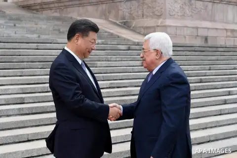 Palestinian president Mahmud Abbas and Chinese President Xi Jinping attend a welcoming ceremony outside he Great Hall of the People in Beijing, China, on July 18, 2017. Abbas is on an official visit to China from July 17...