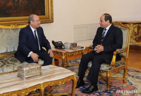 Egyptian President Abdel-Fattah el-Sisi, listens to the new head of the State Council during a swearing, in Cairo, Egypt, on July 20, 2017. Photo by Egyptian President Office