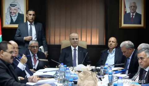 Palestinian Prime Minister, Rami hamdallah, chairs the Palestinian council meeting ,in al-Ramm town of northeast Jerusalem on July 25, 2017. Photo by Prime Minister Office
