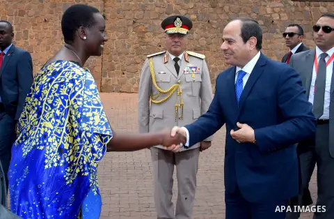 Egyptian President Abdel Fattah al-Sisi visits the Kigali Genocide Memorial in Kigali on August 15, 2017, shortly after his arrival for a visit. The Egyptian President is paying a two day visit to Rwanda. Photo by Egypti...