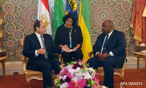 Egyptian President Abdel Fattah al-Sisi meets with Gabon's President Ali Bongo Ondimba in Libreville on August 16, 2017. Photo by Egyptian President Office