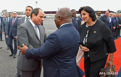 Egyptian President Abdel Fattah Sisi bids farewell to Libreville the capital of Gabon, on August 16, 2017. Photo by Egyptian President Office