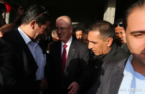 Palestinian Prime Minister Rami Hamdallah visits the Shejaiya neighborhood in Gaza City on October 2, 2017. Palestinian prime minister Rami Hamdallah arrived in Gaza for his first visit in two years, saying the Palestini...