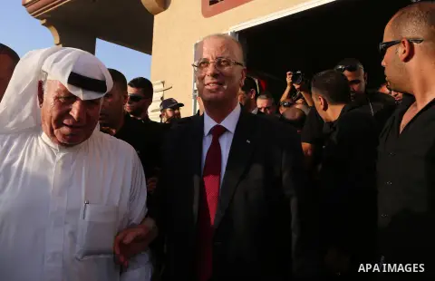 Palestinian Prime Minister Rami Hamdallah visits the Shejaiya neighborhood in Gaza City on October 2, 2017. Palestinian prime minister Rami Hamdallah arrived in Gaza for his first visit in two years, saying the Palestini...
