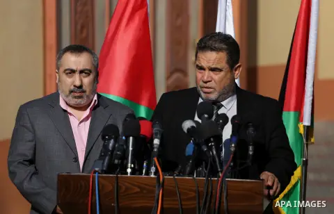 Senior Hamas leader Salah El-Bardawil, speaks during a press conference in Gaza City October 12, 2017. Rival Palestinian factions Hamas and Fatah have reached agreement on aspects of their reconciliation bid during talks...