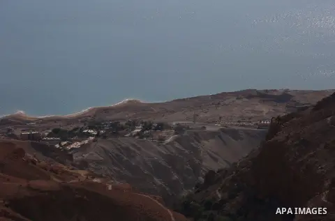 A picture taken on October 13, 2017 shows the Ein Gedi Nature Reserve area, near the Dead Sea. Photo by Ayman Ameen