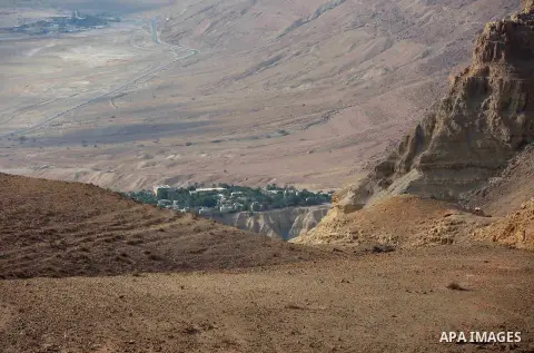 A picture taken on October 13, 2017 shows the Ein Gedi Nature Reserve area, near the Dead Sea. Photo by Ayman Ameen