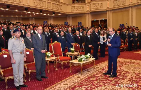 Egyptian President Abdel Fattah al-Sisi attends the graduation ceremony of Presidential Initiative "Pioneers of Future Technology", in Cairo, Egypt, on October 15, 2017. Photo by Egyptian President Office