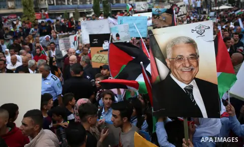 Palestinians take part in a protest against the 100th anniversary of Britain's Balfour Declaration in the West Bank city of Nablus on November 2, 2017, which helped lead to Israel's creation and the Israeli-Palestinian c...