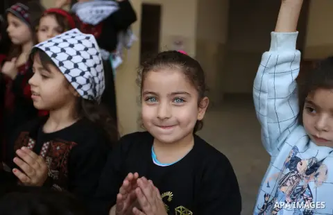 Palestinian children take part at festival of grandparents and heritage, in Gaza city on November 14, 2017. Photo by Atia Darwish