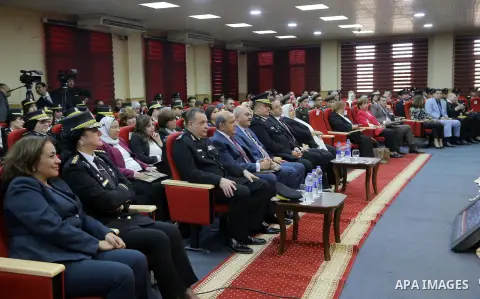 Egyptian policewomen attend the conference to honor the Egyptian woman at police Academy, in Cairo, Egypt, on November 15, 2017. Photo by Amr Sayed
