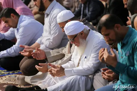 Palestinians pray for rain at al-Kateba square in Gaza City on November 19, 2017. The special Muslim prayers known as Salat al-Istisqa, it is a ritual practiced since the time of the Prophet Mohammed, are frequently held...